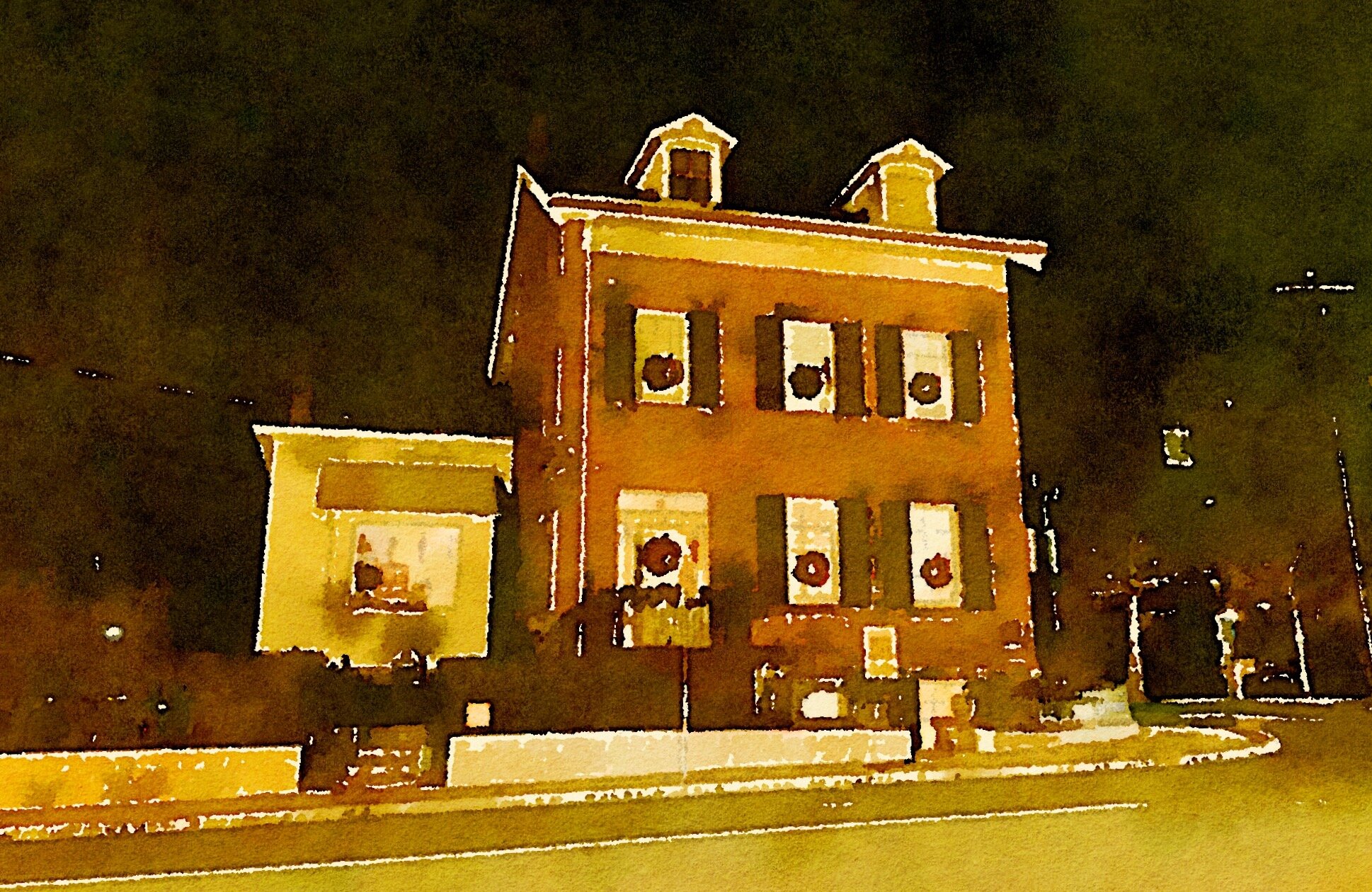 The Cunningham House at night